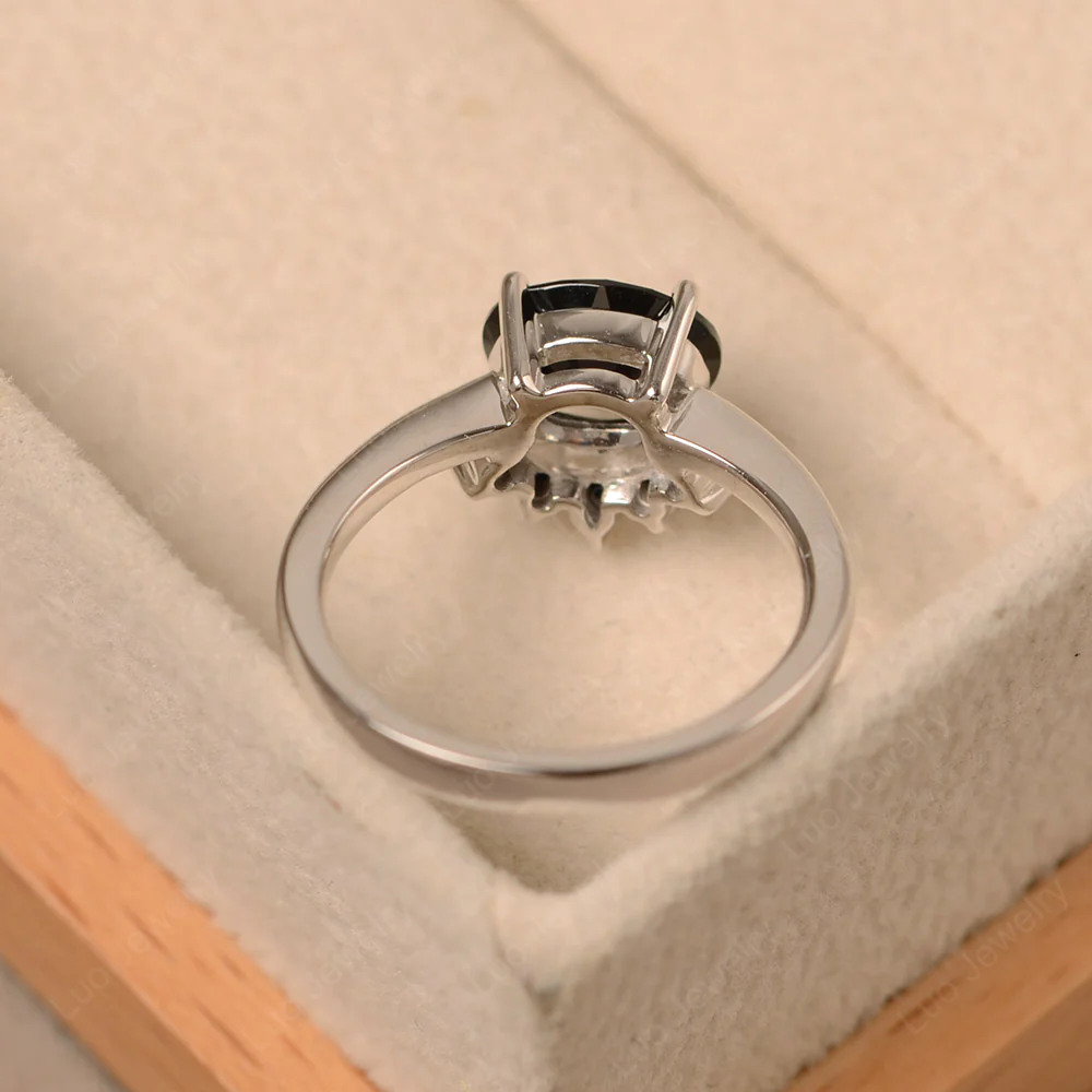 Half Sunburst Oval Black Spinel and Black Spinel Ring - Image 3