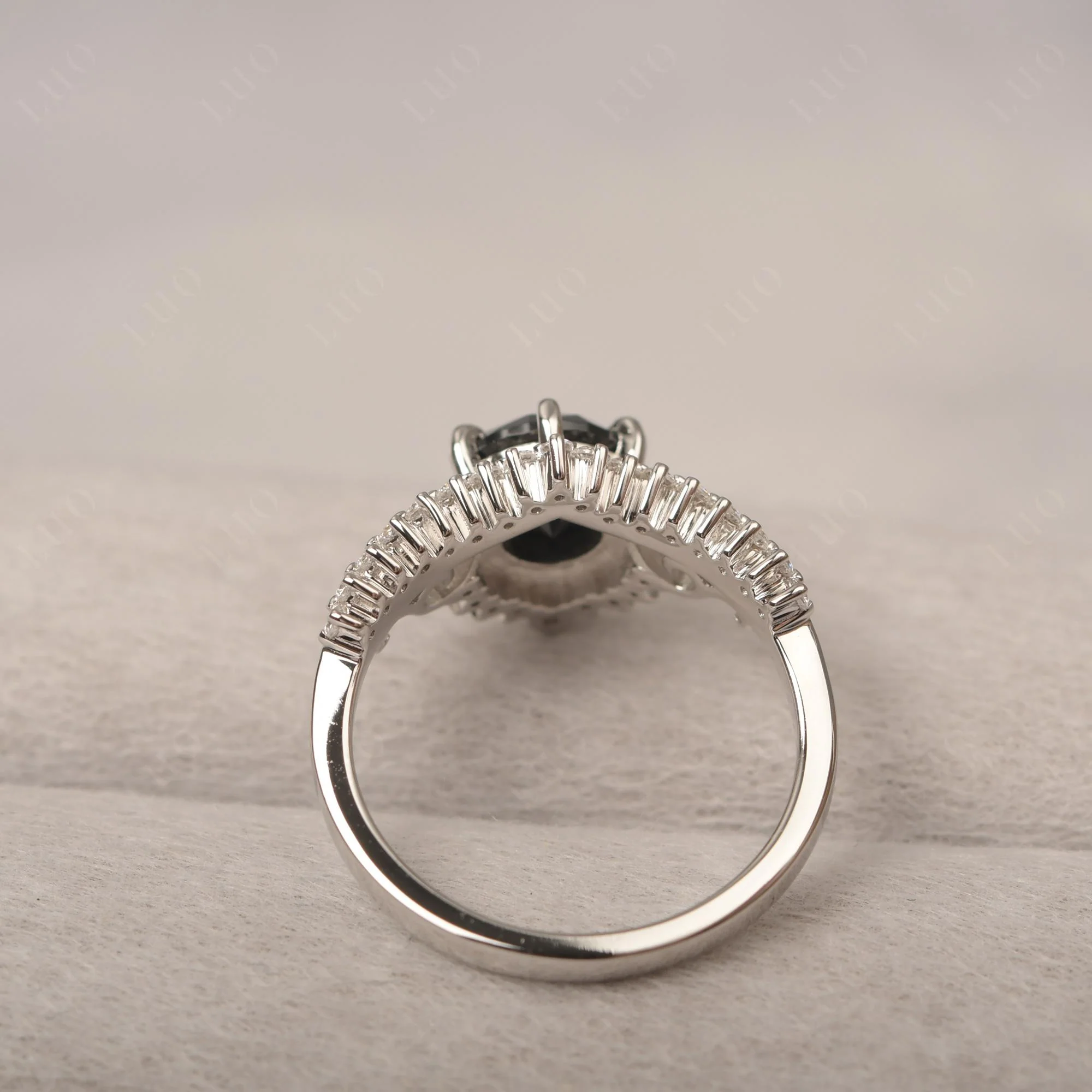 Black Spinel Tiara Promise Ring - Image 12