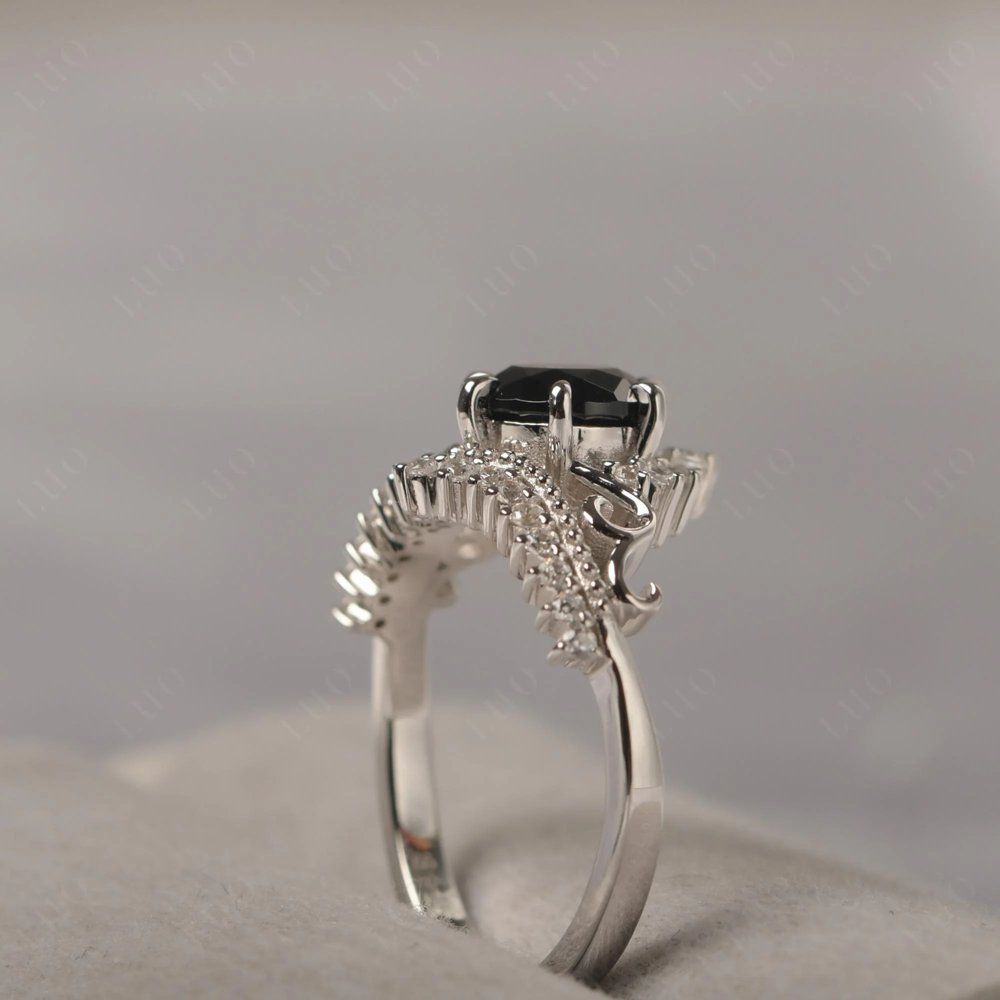 Black Spinel Tiara Promise Ring - Image 13