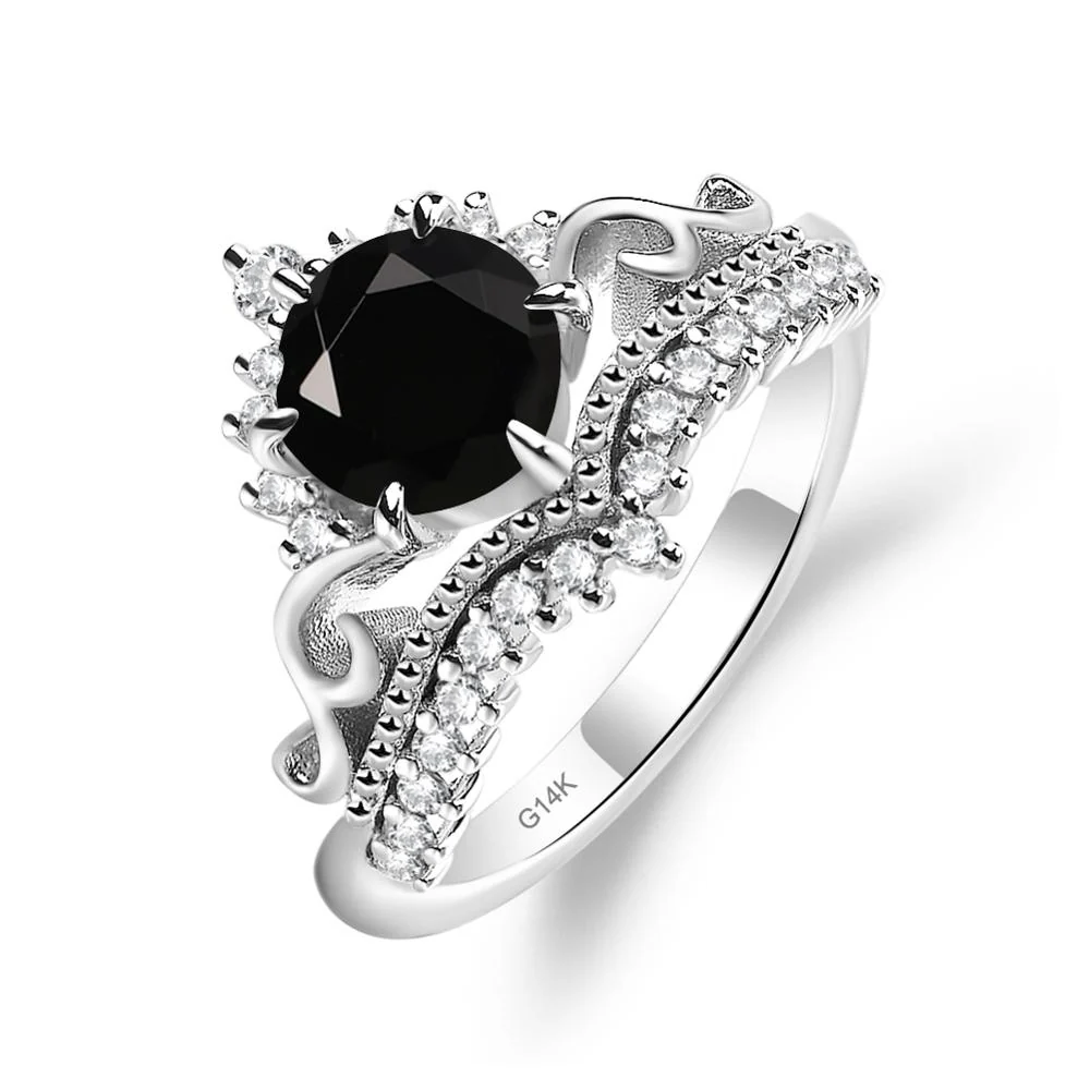 Black Spinel Tiara Promise Ring - Image 3