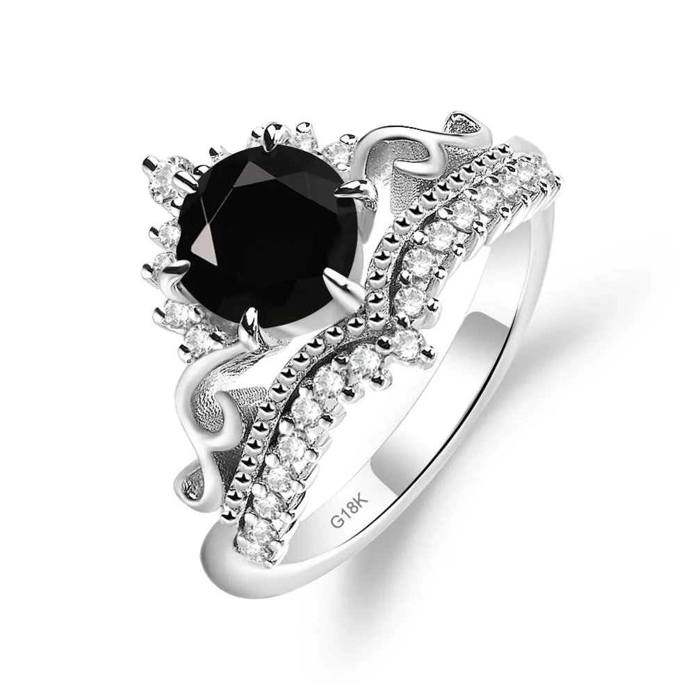 Black Spinel Tiara Promise Ring - Image 7
