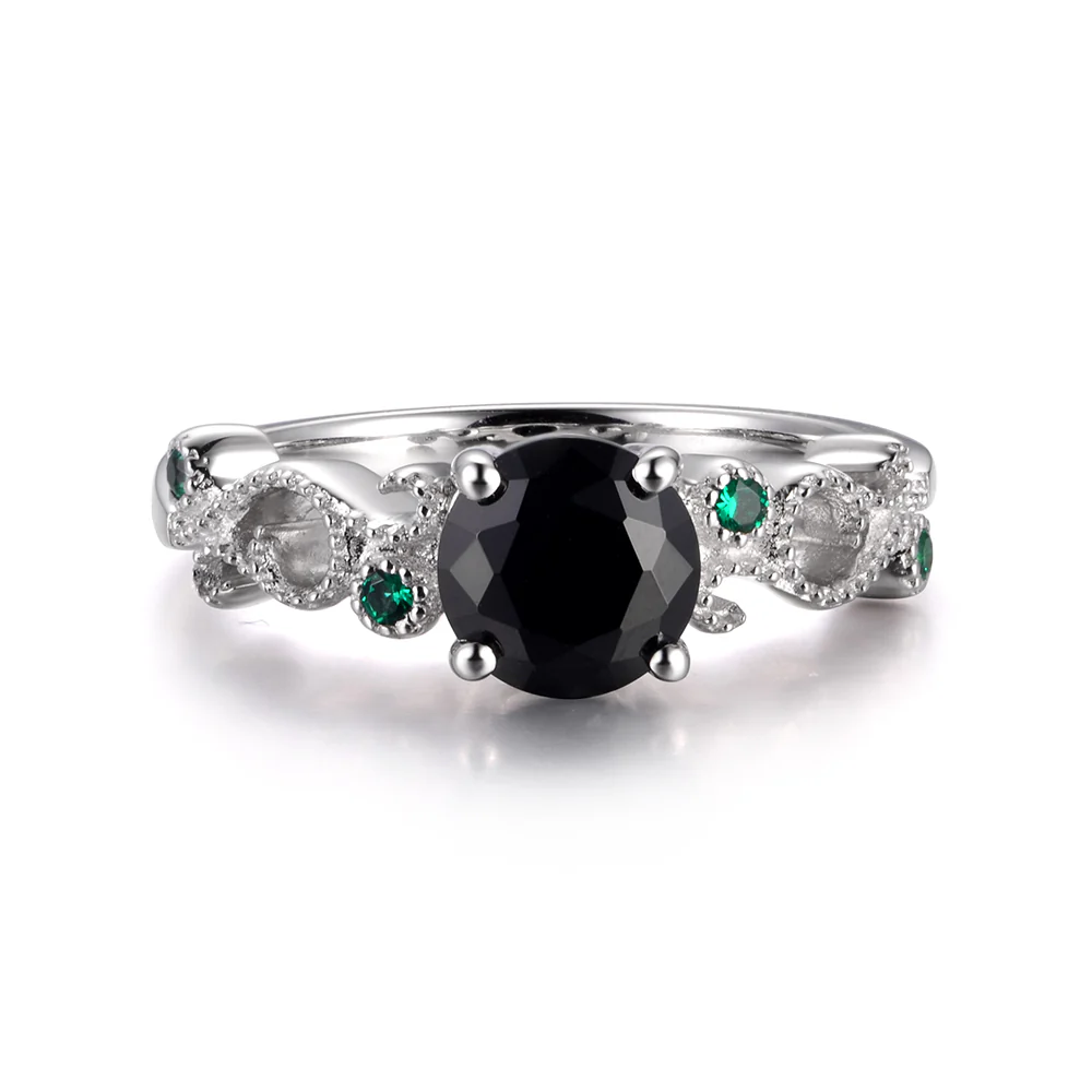 Vintage Black Spinel Ring Art Deco