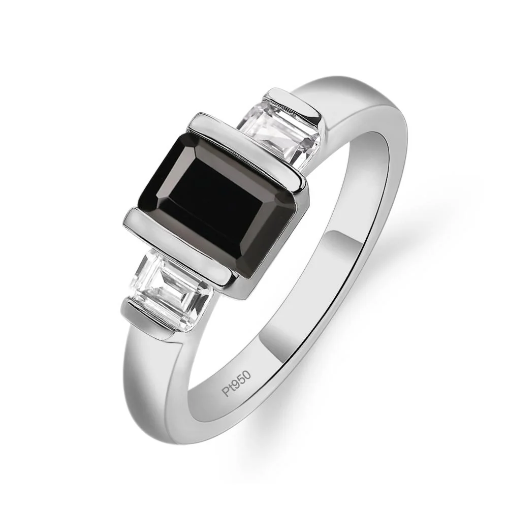 Vintage Black Spinel Bezel Emerald Cut Ring - Image 6