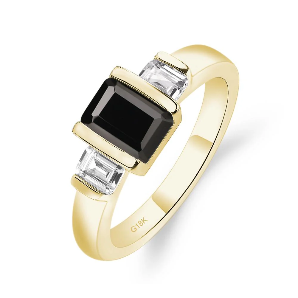 Vintage Black Spinel Bezel Emerald Cut Ring - Image 8