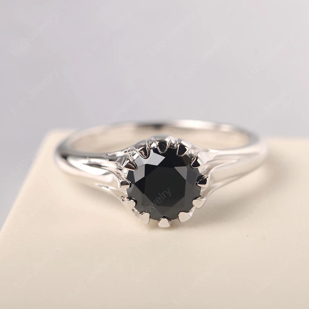 Black Spinel Claw Prong Ring
