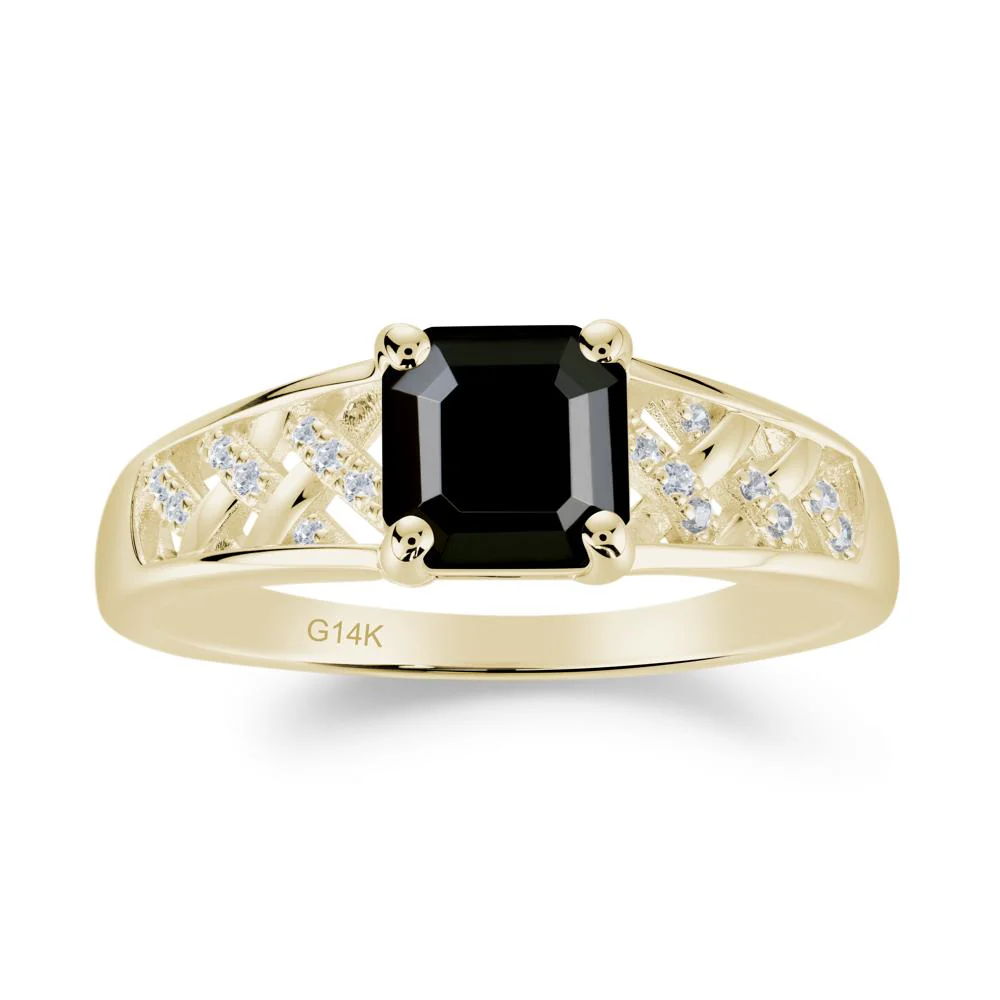 Vintage Braided Asscher Cut Black Spinel Ring - Image 3