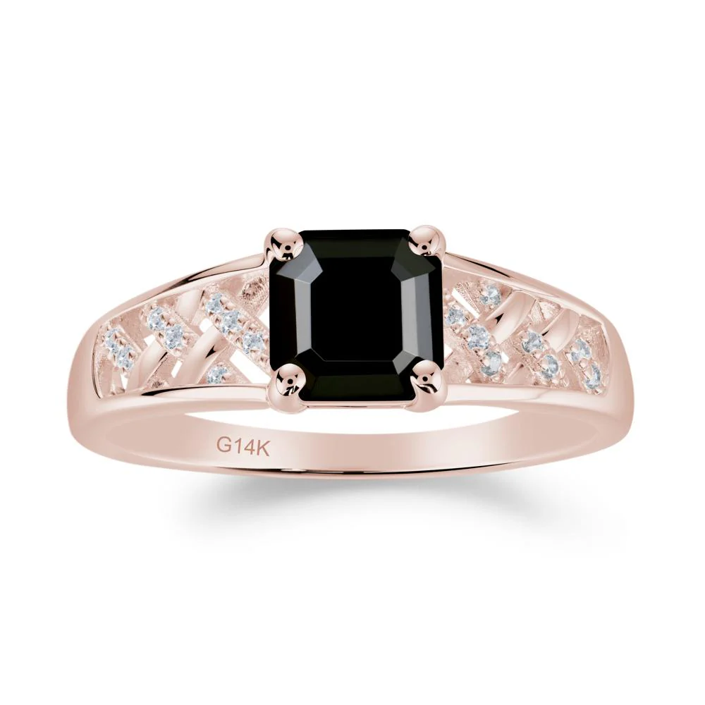 Vintage Braided Asscher Cut Black Spinel Ring - Image 4