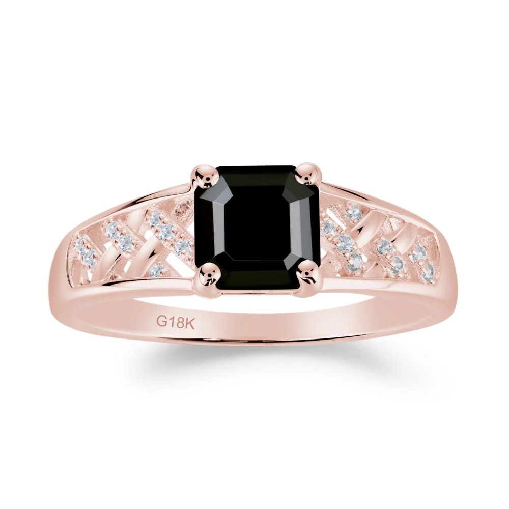 Vintage Braided Asscher Cut Black Spinel Ring - Image 5