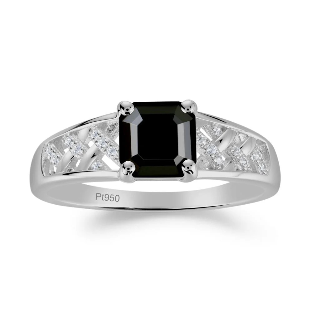 Vintage Braided Asscher Cut Black Spinel Ring - Image 7