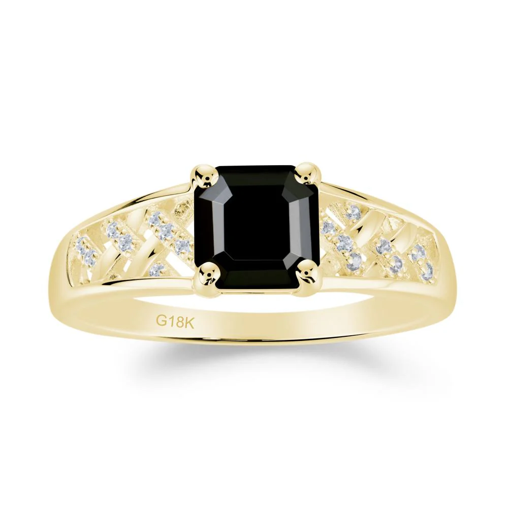 Vintage Braided Asscher Cut Black Spinel Ring - Image 8