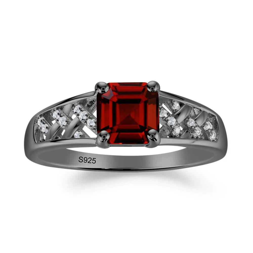 Vintage Braided Asscher Cut Garnet Ring - Image 4