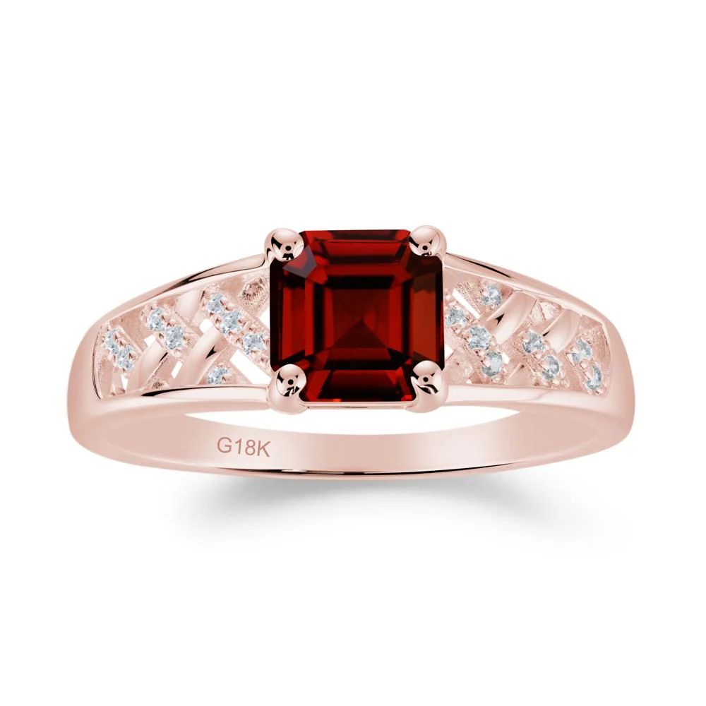Vintage Braided Asscher Cut Garnet Ring - Image 8
