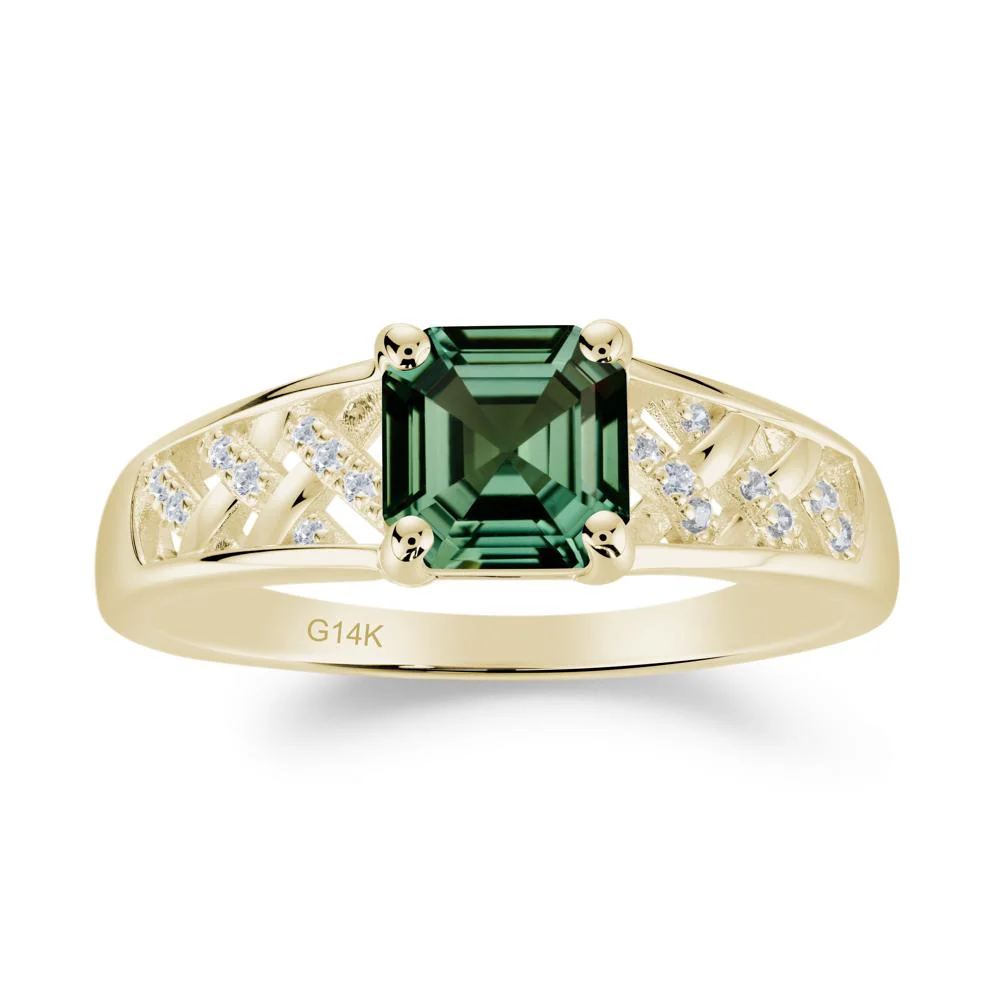 Vintage Braided Asscher Cut Green Sapphire Ring - Image 6