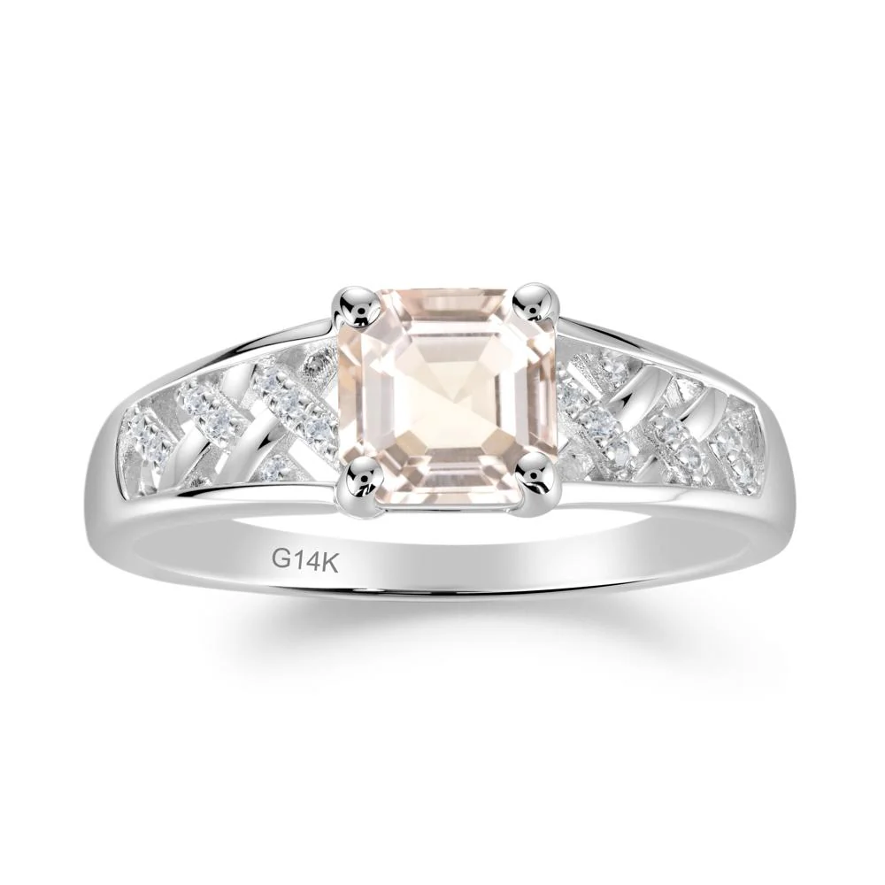 Vintage Braided Asscher Cut Morganite Ring