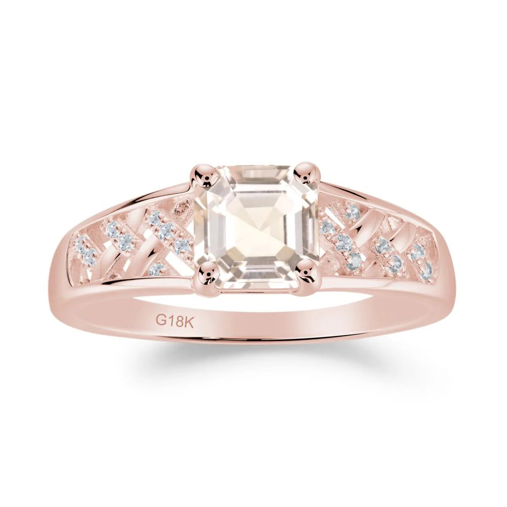 Vintage Braided Asscher Cut Morganite Ring - Image 6