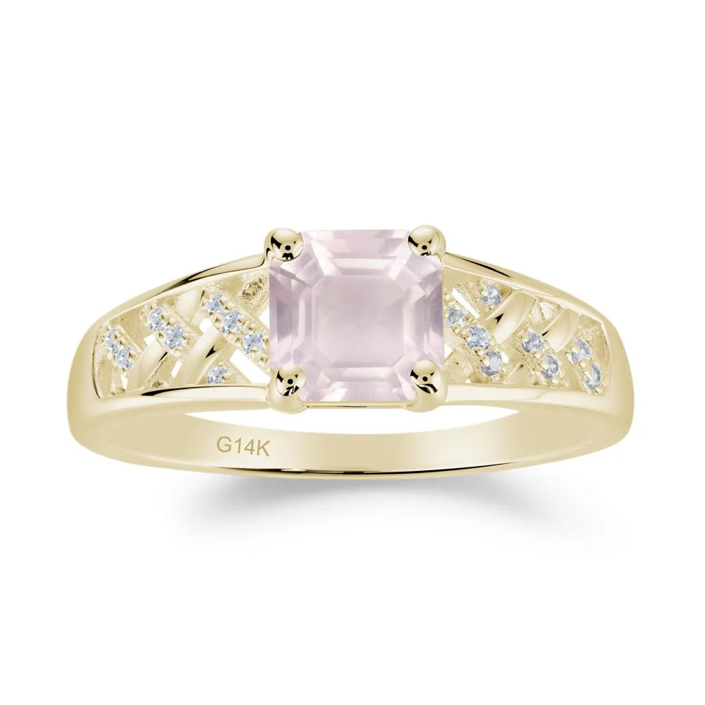 Vintage Braided Asscher Cut Rose Quartz Ring - Image 3