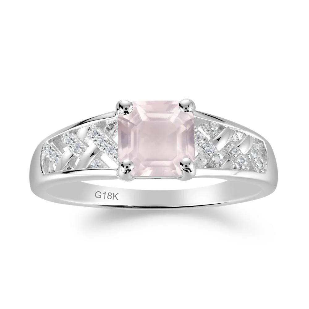 Vintage Braided Asscher Cut Rose Quartz Ring - Image 9