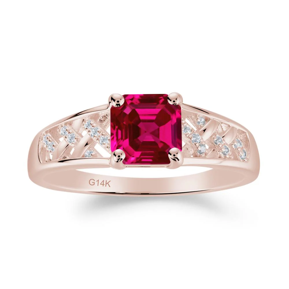 Vintage Braided Asscher Cut Ruby Ring - Image 2