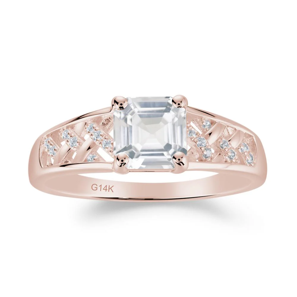 Vintage Braided Asscher Cut White Topaz Ring