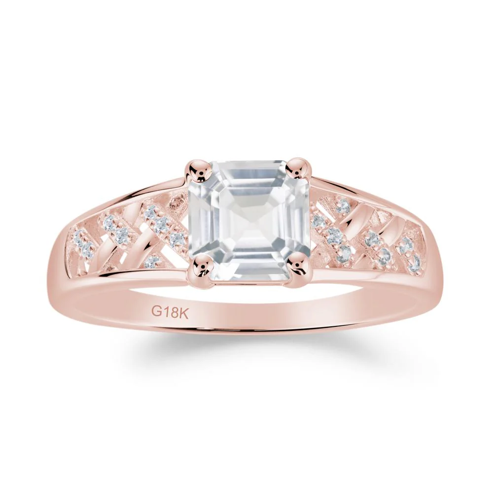 Vintage Braided Asscher Cut White Topaz Ring - Image 2