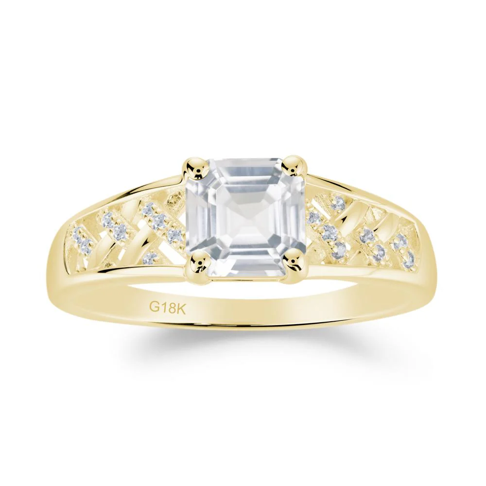 Vintage Braided Asscher Cut White Topaz Ring - Image 4