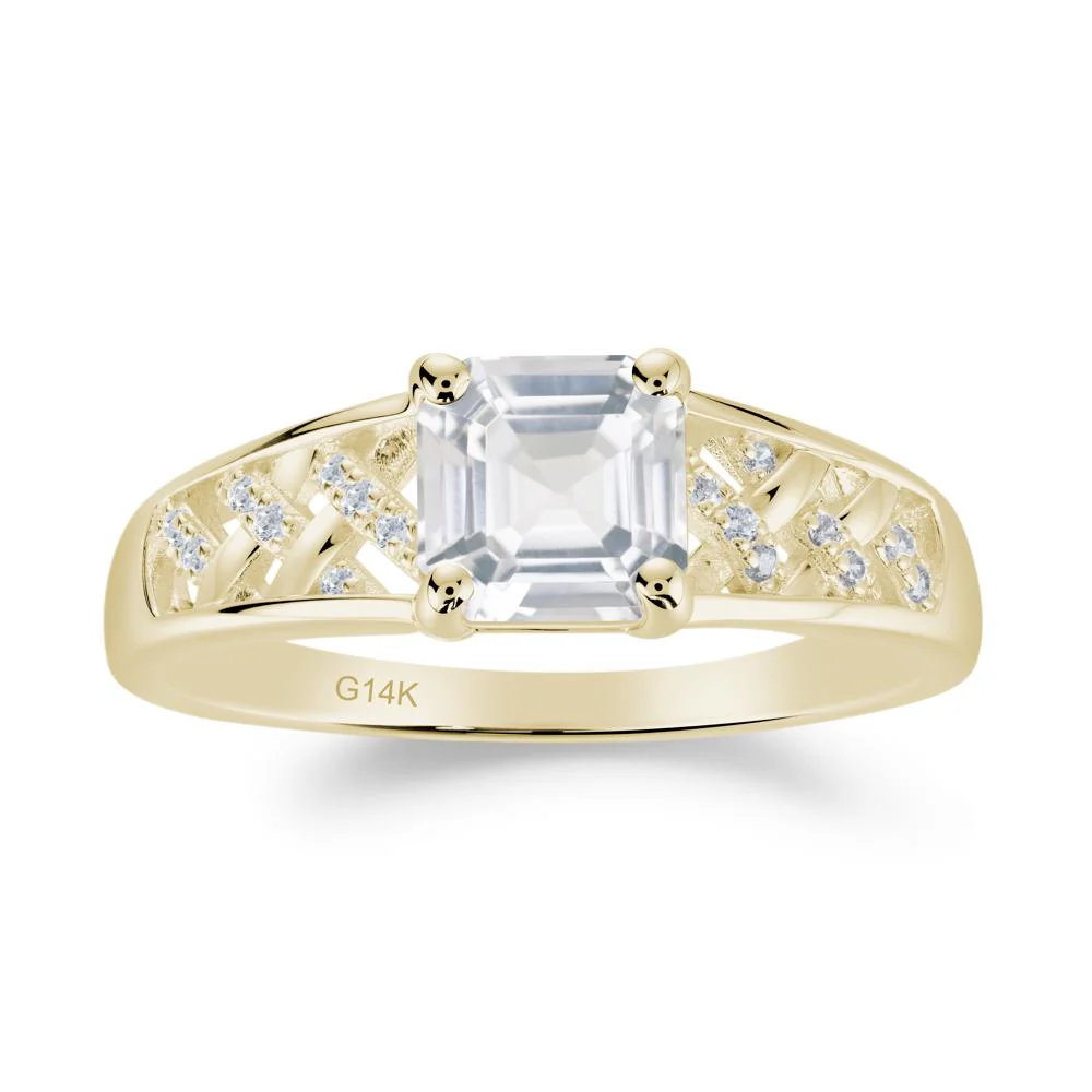 Vintage Braided Asscher Cut White Topaz Ring - Image 6