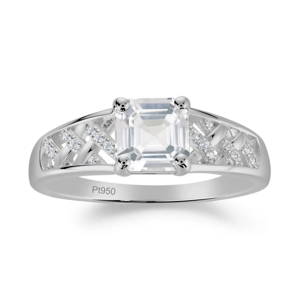 Vintage Braided Asscher Cut White Topaz Ring - Image 7