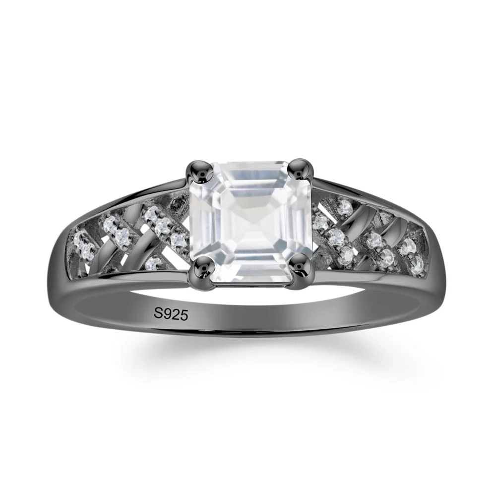 Vintage Braided Asscher Cut White Topaz Ring - Image 8
