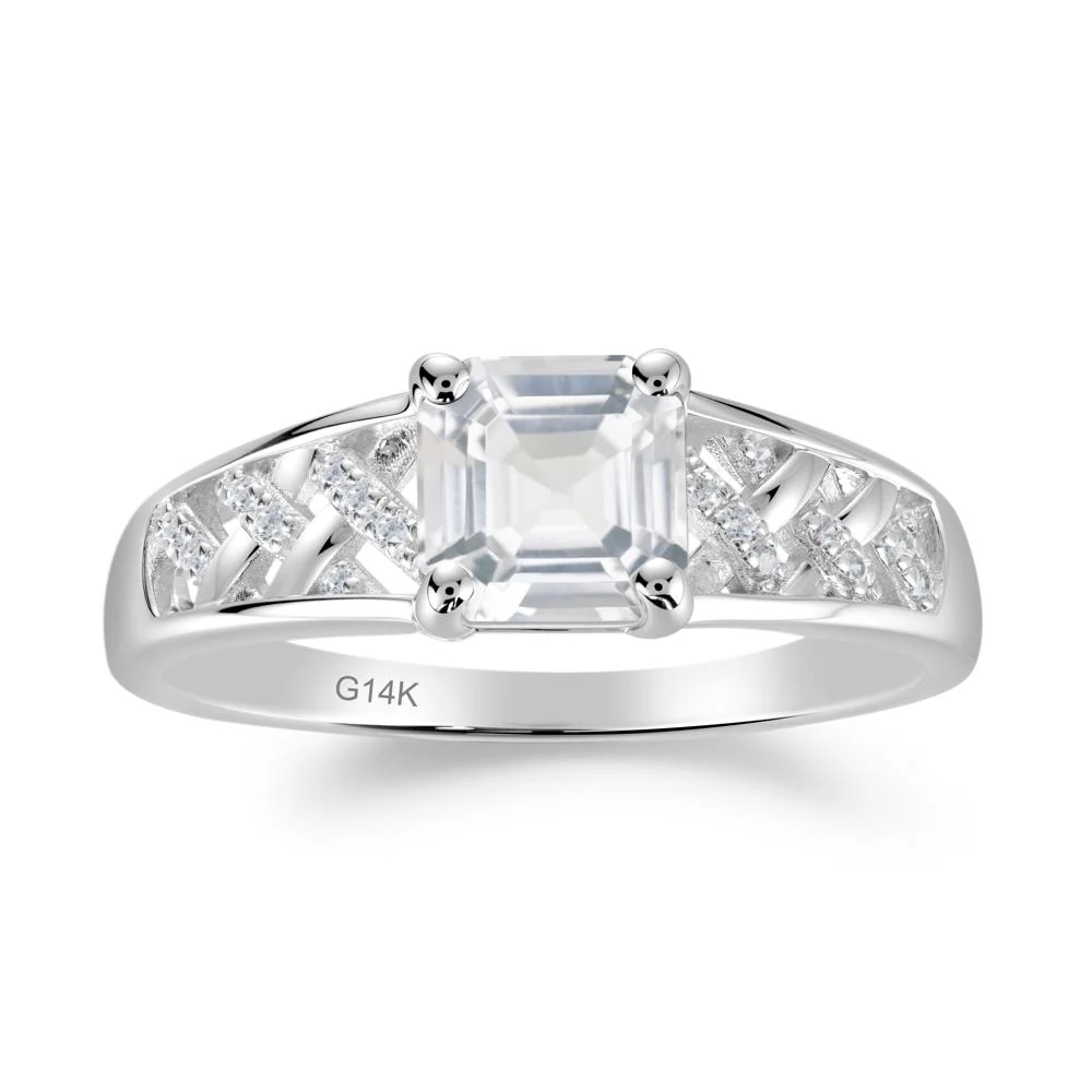 Vintage Braided Asscher Cut White Topaz Ring - Image 9