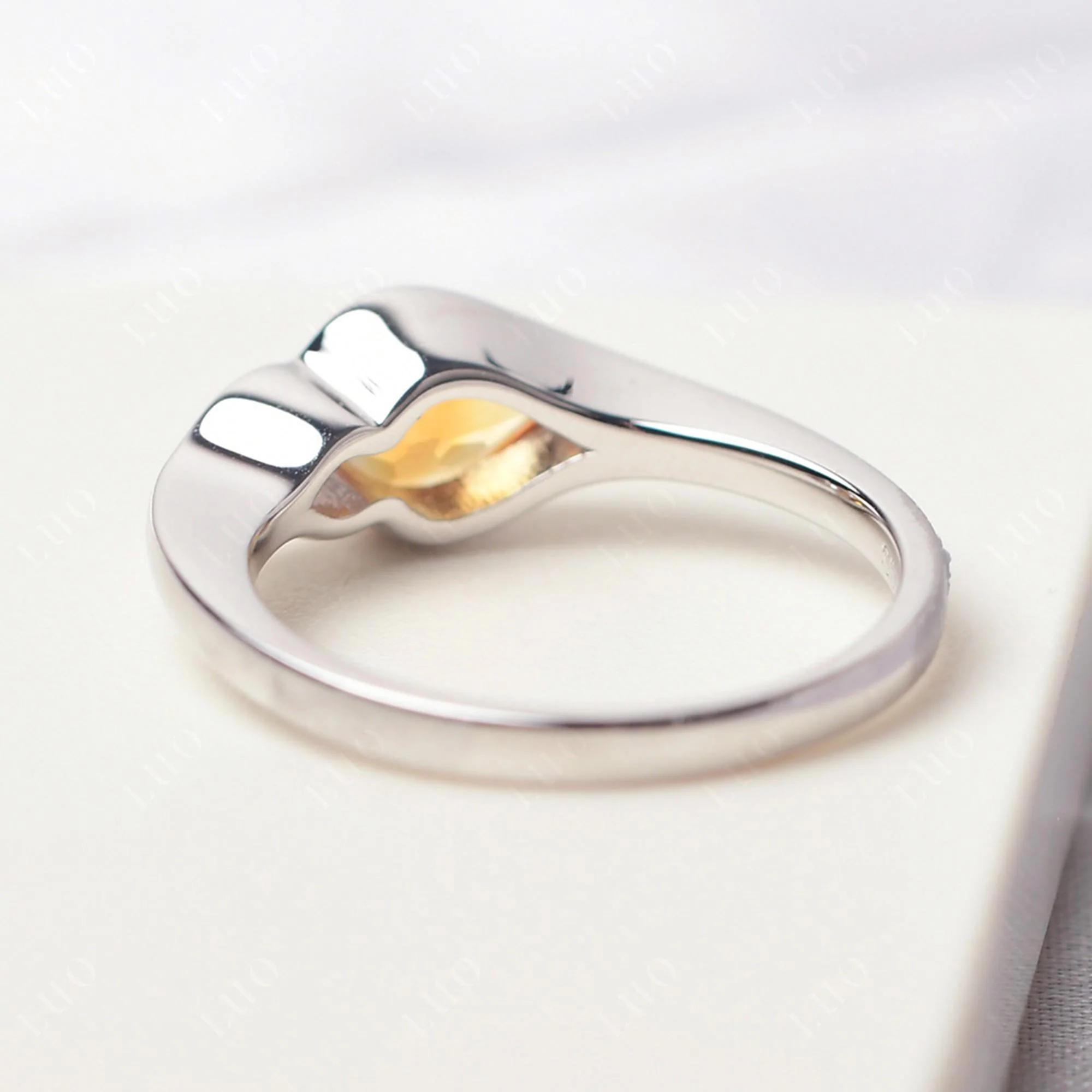 Citrine Bezel Pear Engagement Ring - Image 12