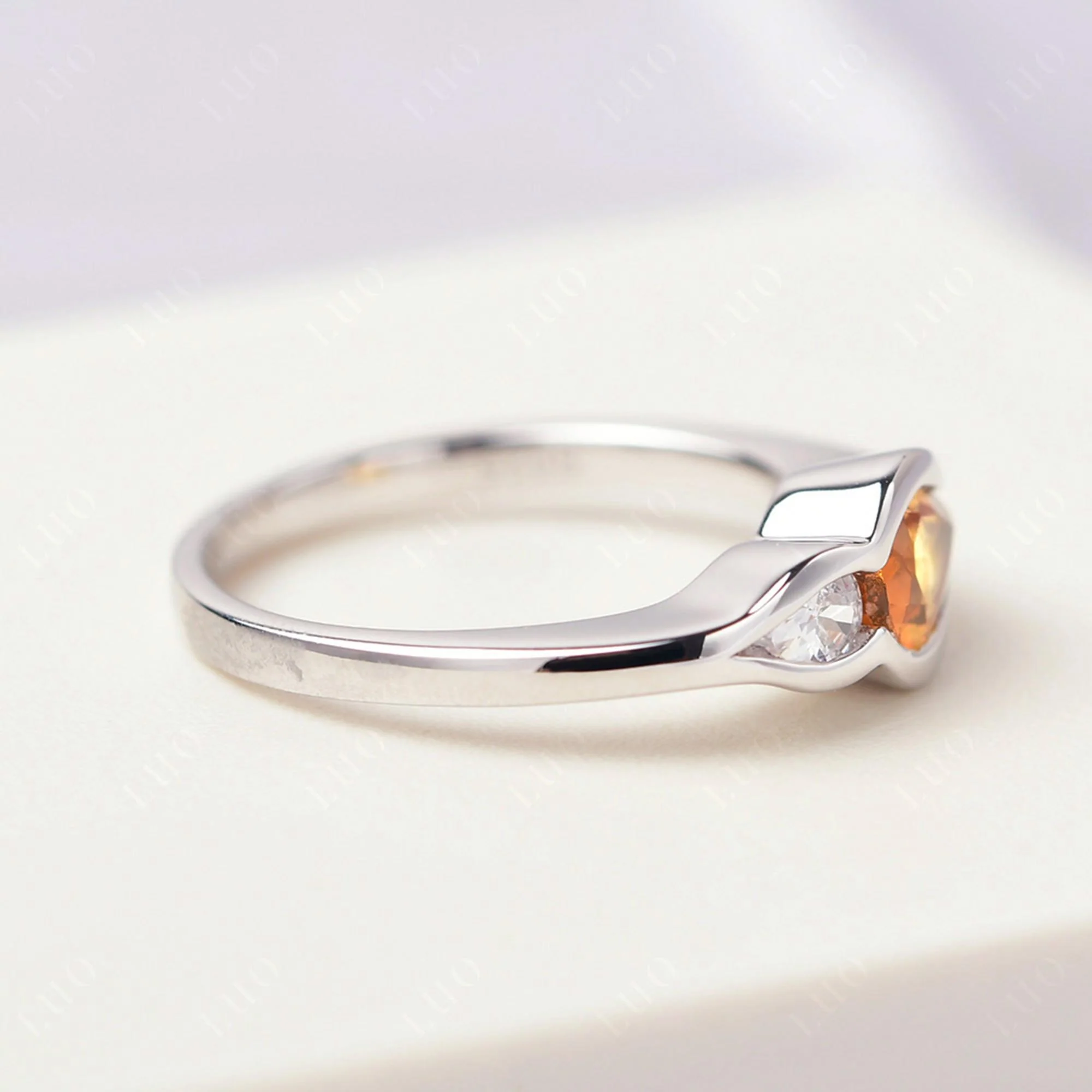 Citrine Bezel Pear Engagement Ring - Image 13