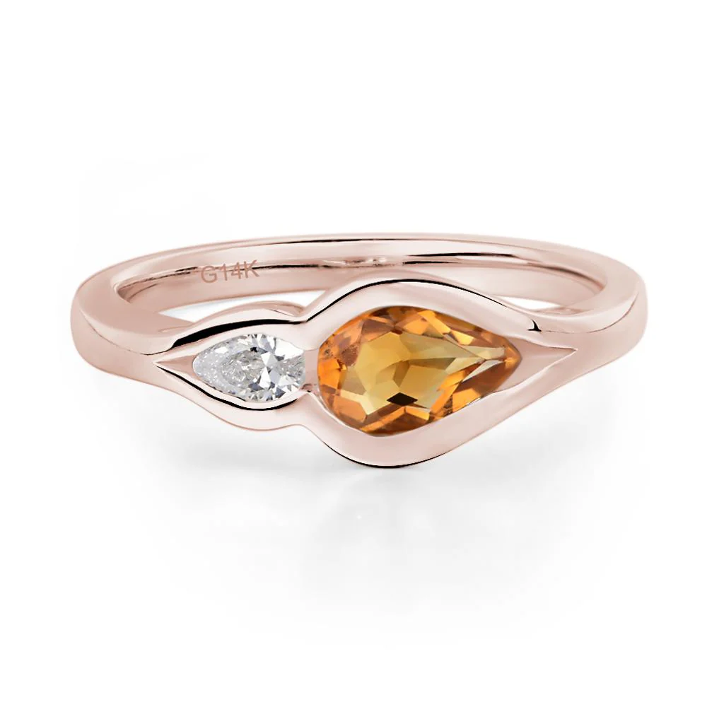 Citrine Bezel Pear Engagement Ring - Image 5