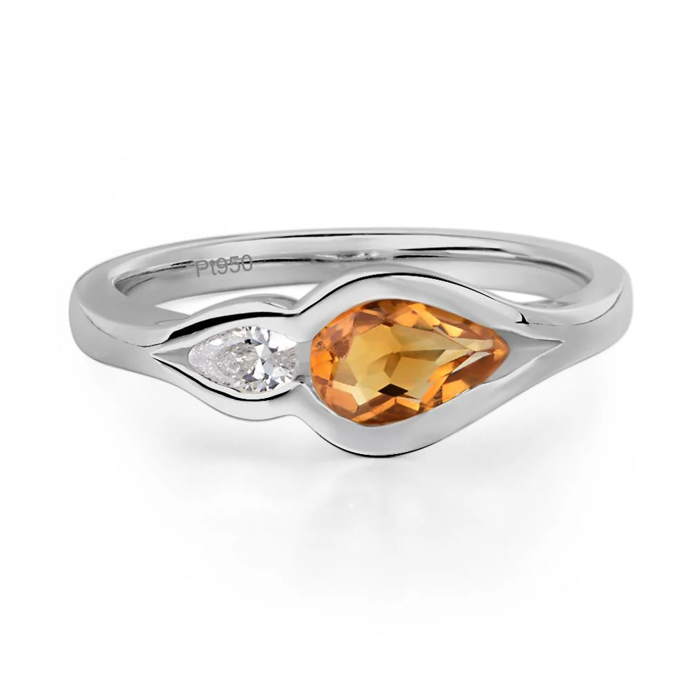 Citrine Bezel Pear Engagement Ring - Image 6