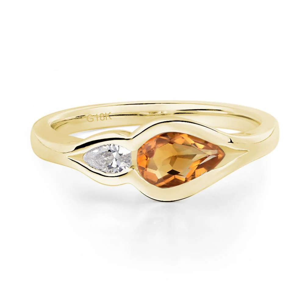 Citrine Bezel Pear Engagement Ring - Image 8