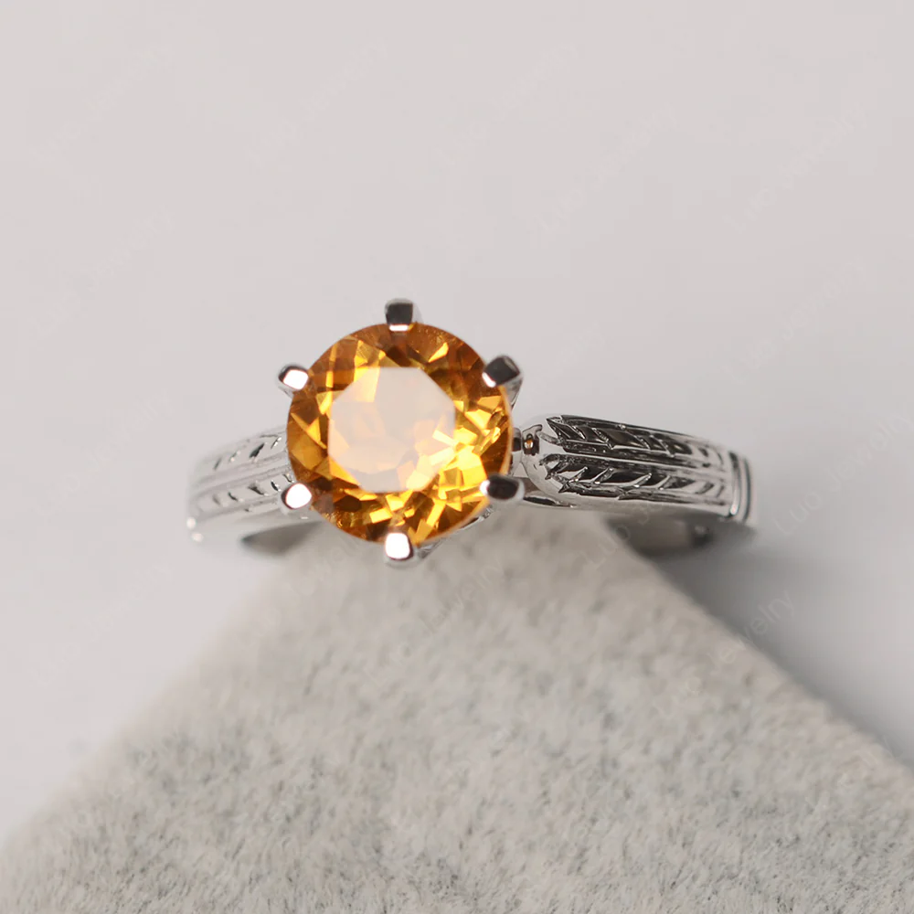 Citrine Vintage Cathedral Engagement Ring
