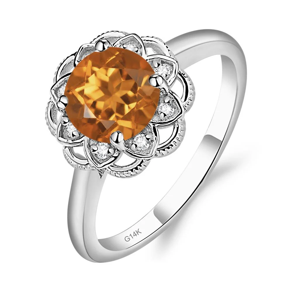 Round Cut Citrine Filigree Ring - Image 3