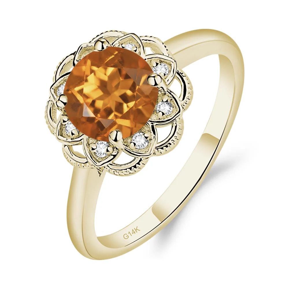 Round Cut Citrine Filigree Ring - Image 4