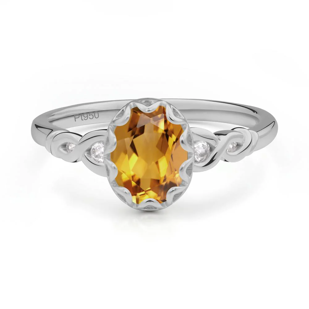 Vintage Citrine Oval Cut Engagement Ring