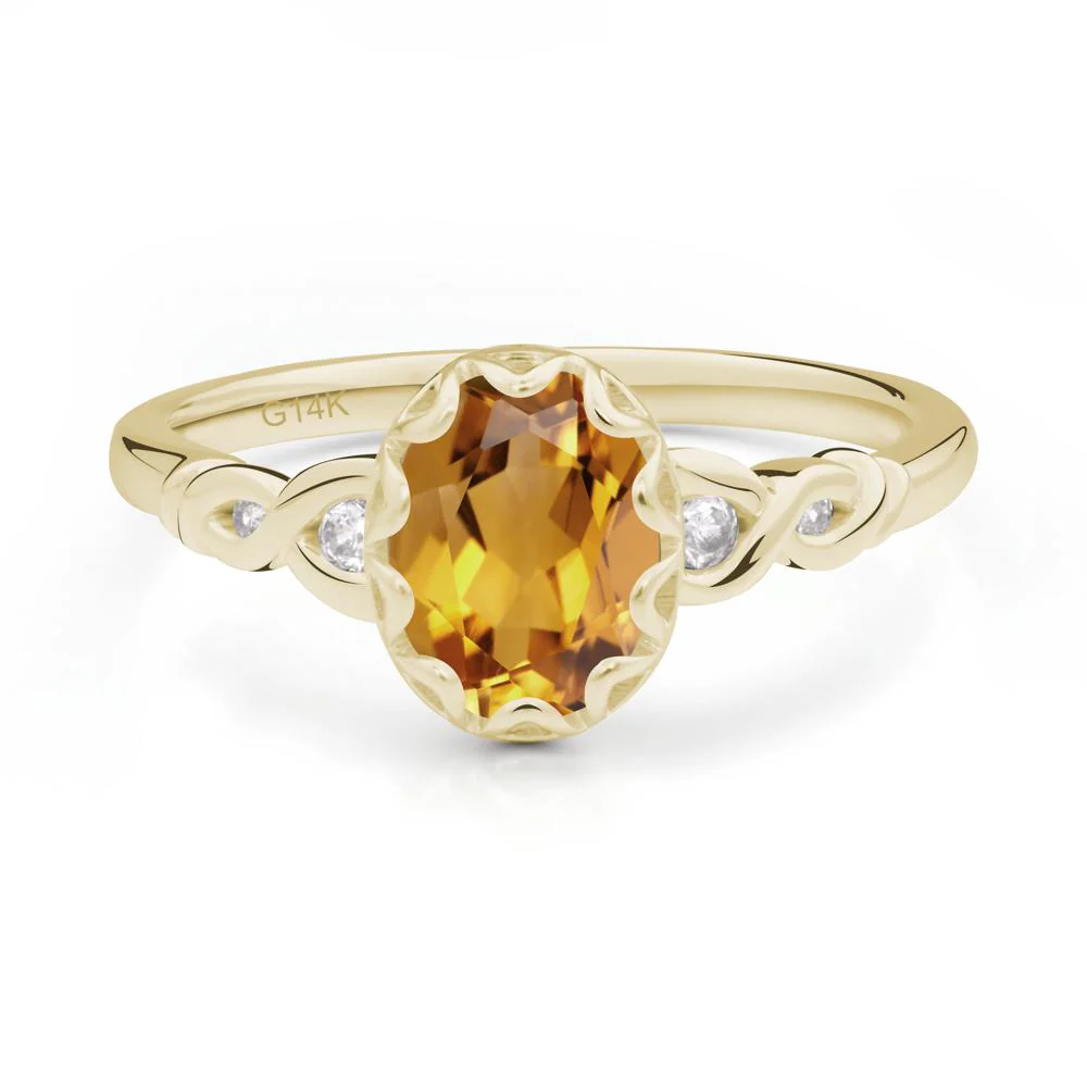 Vintage Citrine Oval Cut Engagement Ring - Image 4
