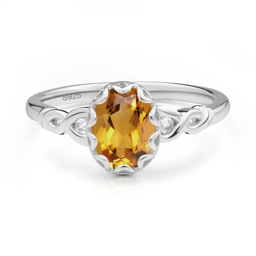 Vintage Citrine Oval Cut Engagement Ring - Image 9