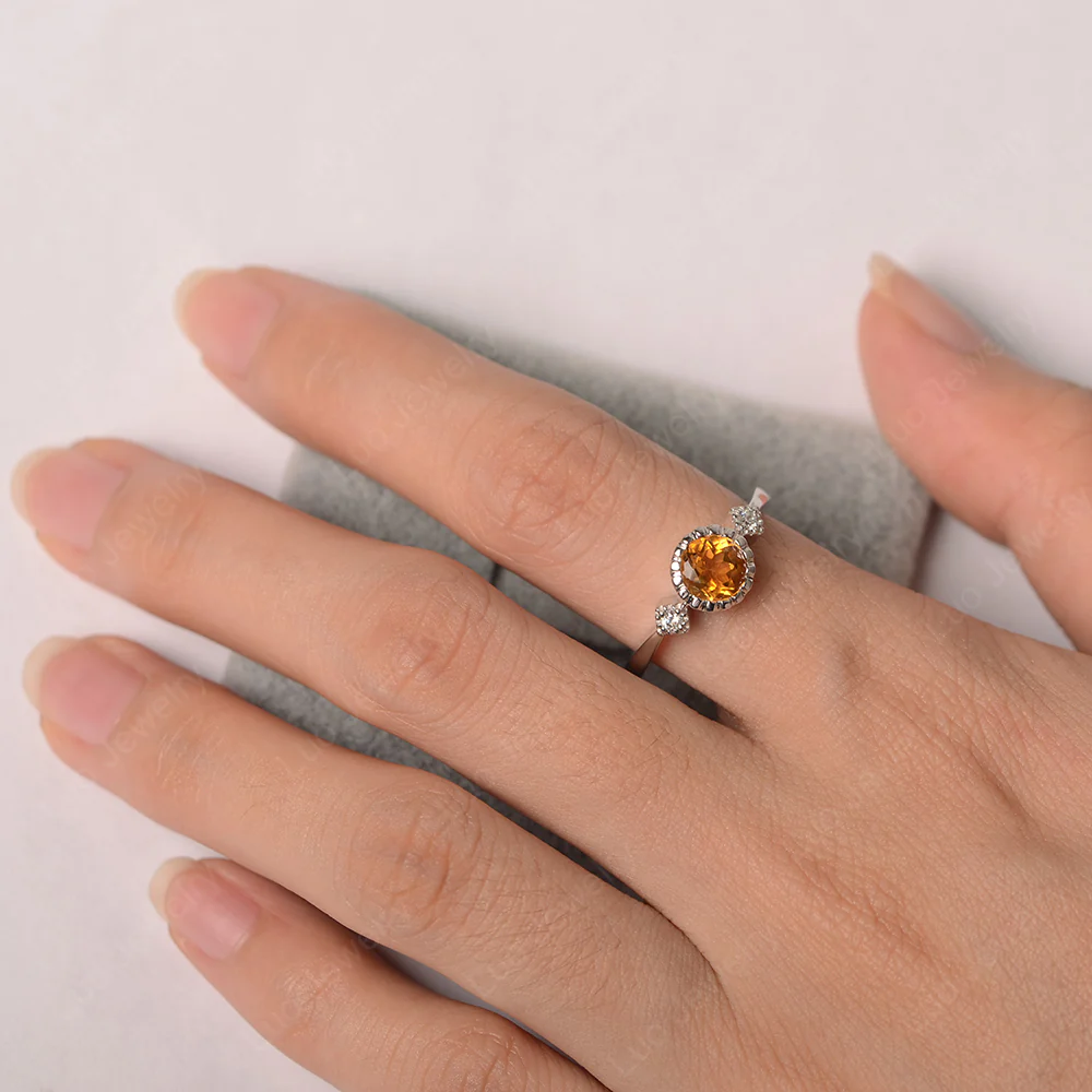 Vintage Citrine Ring Bezel Set Art Deco - Image 3