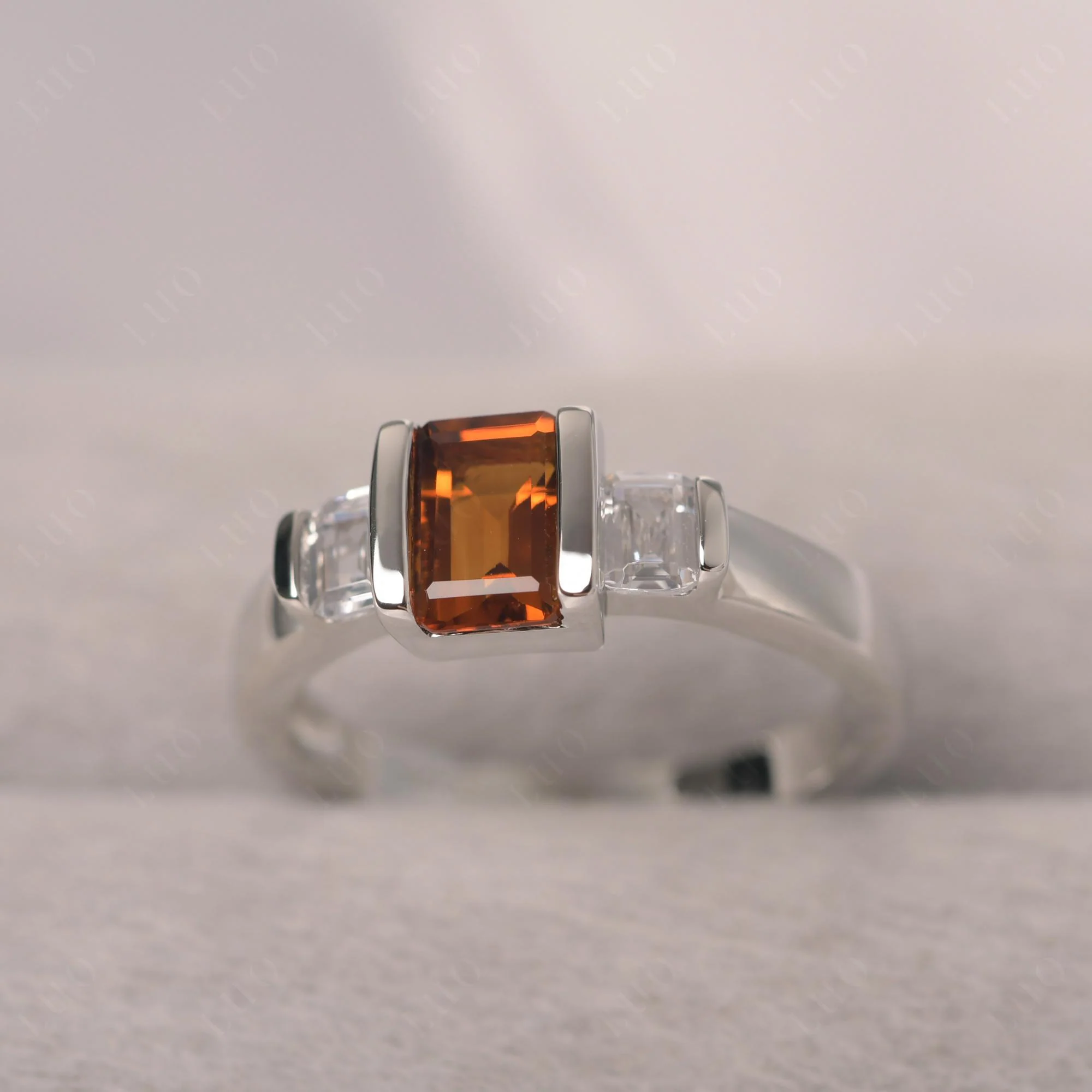 Citrine Emerald Cut Three Stone Ring - Image 11