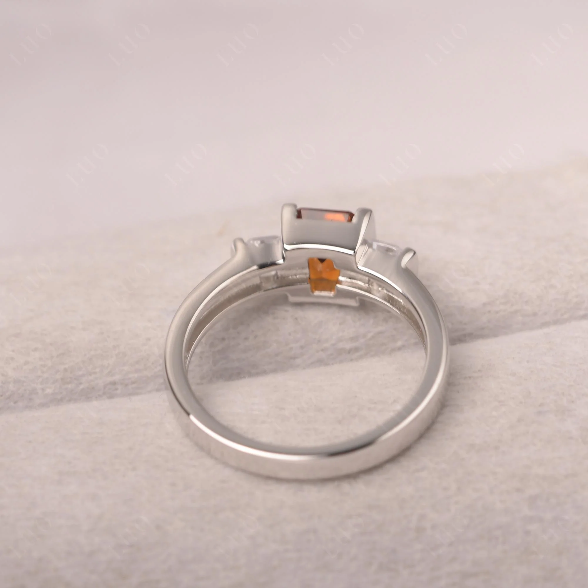 Citrine Emerald Cut Three Stone Ring - Image 12