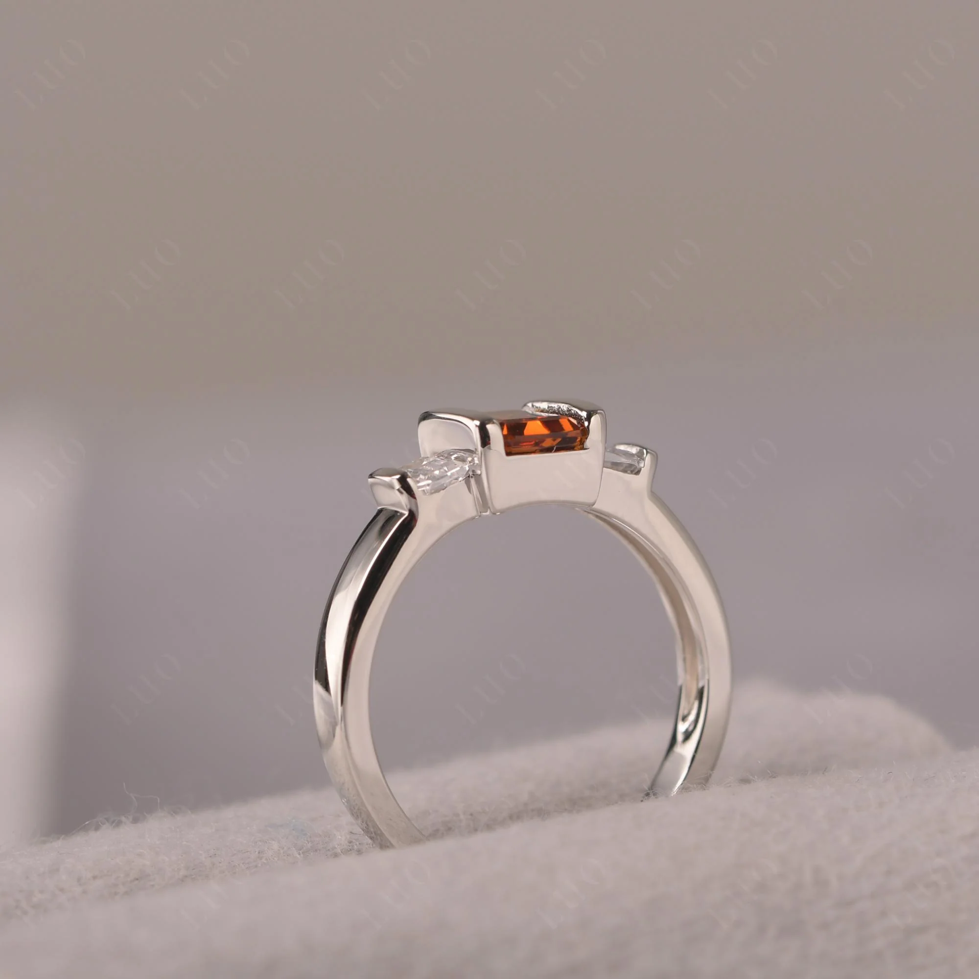 Citrine Emerald Cut Three Stone Ring - Image 13
