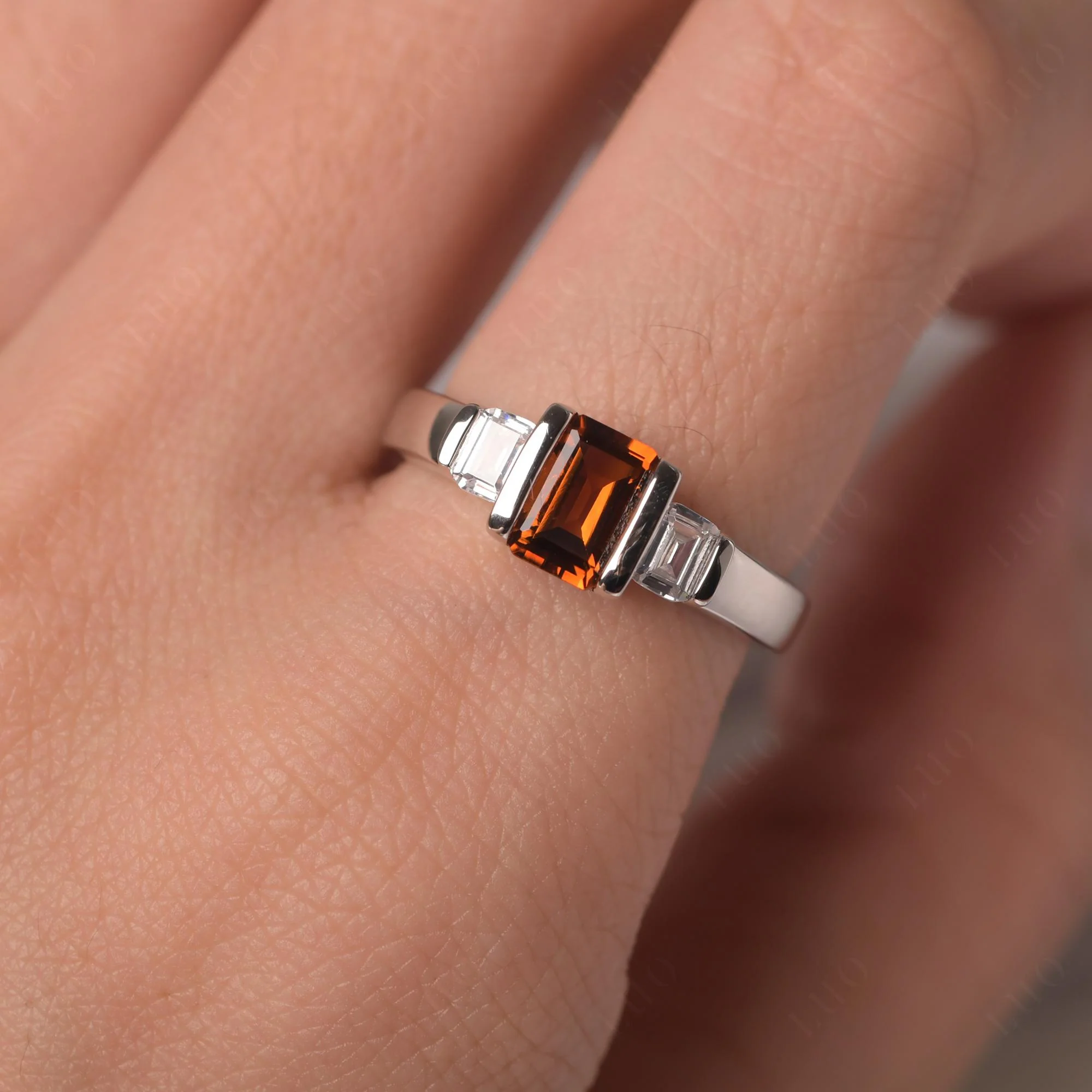 Citrine Emerald Cut Three Stone Ring - Image 14