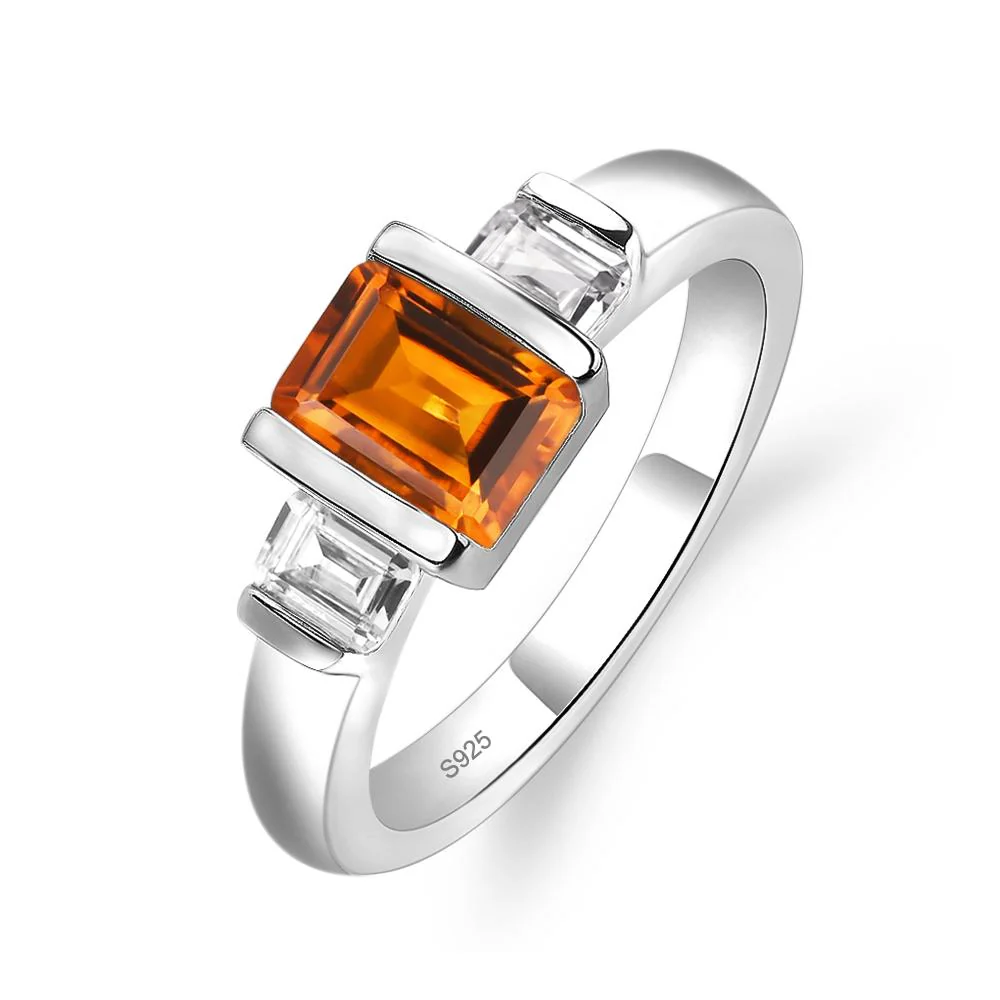 Citrine Emerald Cut Three Stone Ring - Image 2