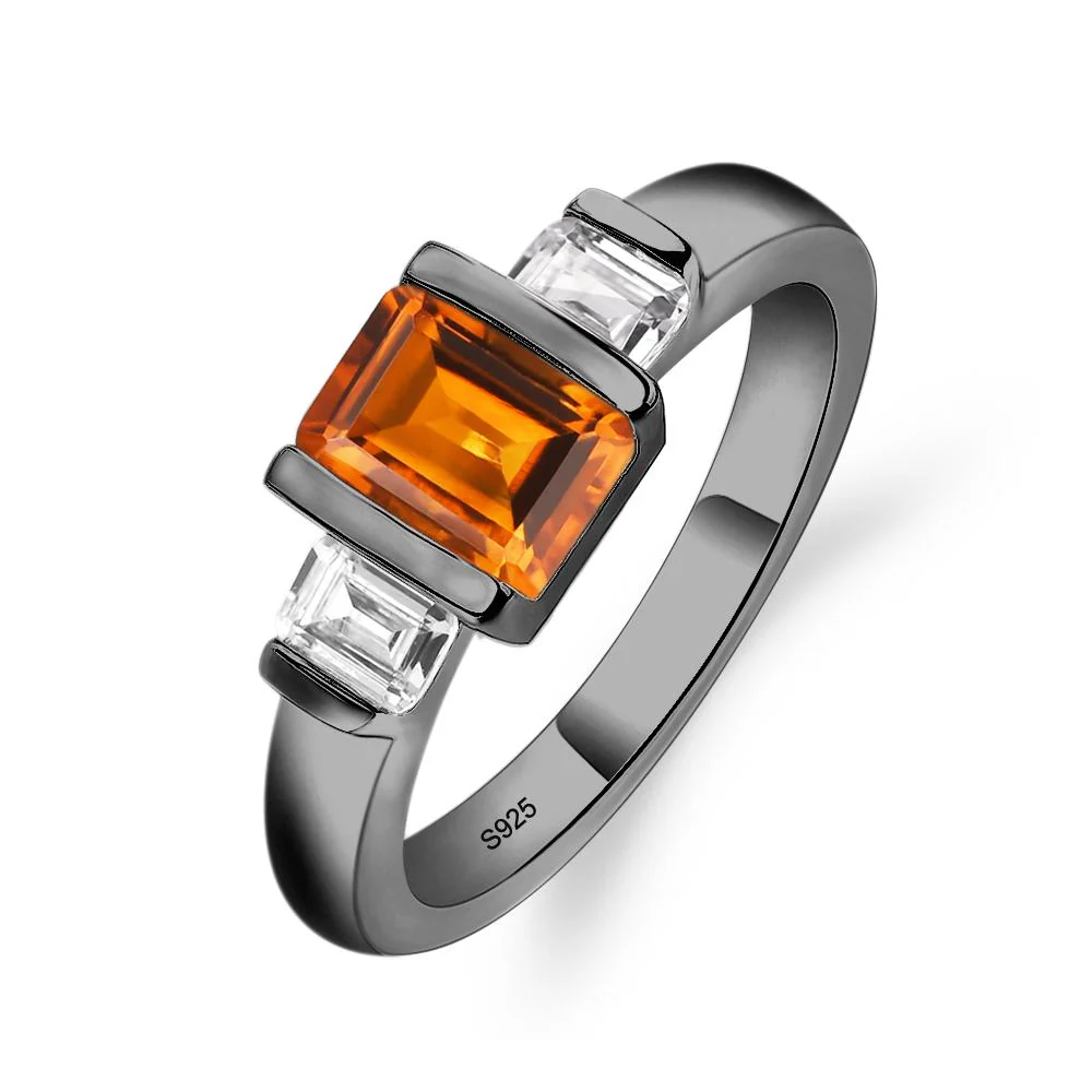 Citrine Emerald Cut Three Stone Ring - Image 3