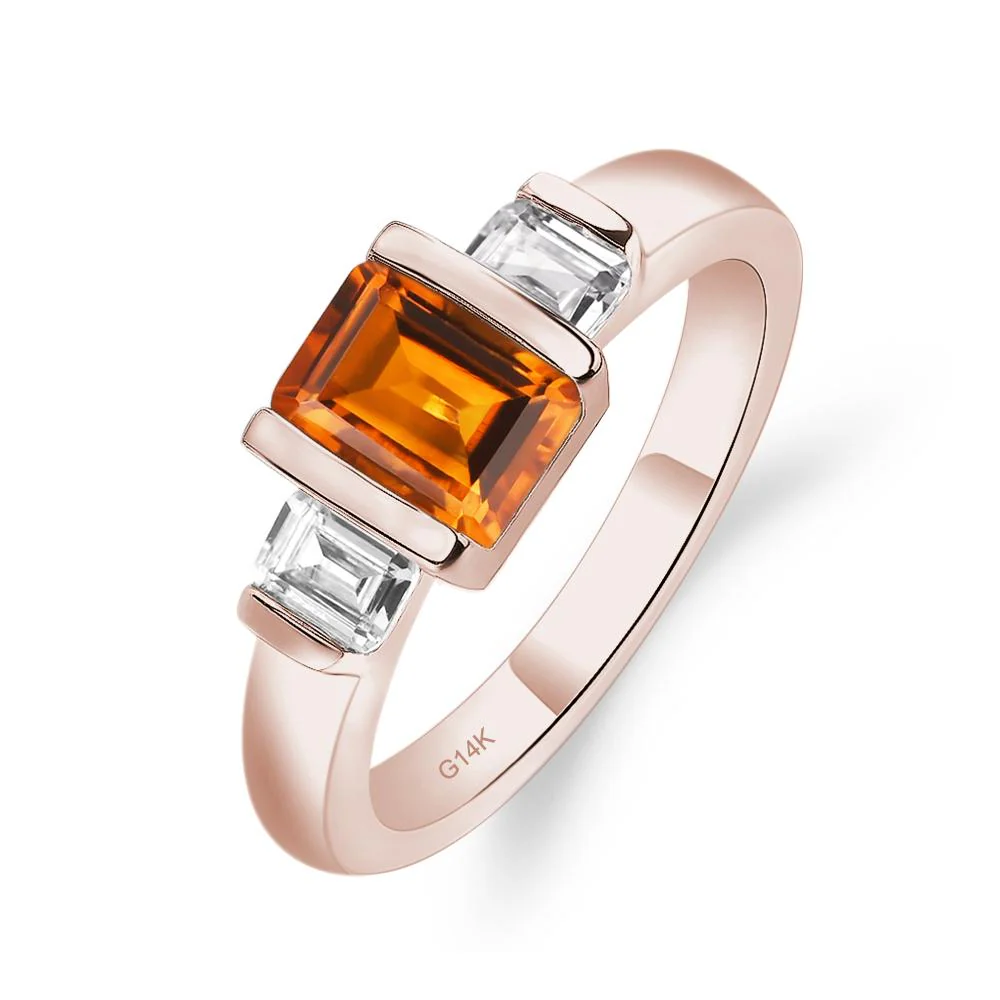 Citrine Emerald Cut Three Stone Ring - Image 5