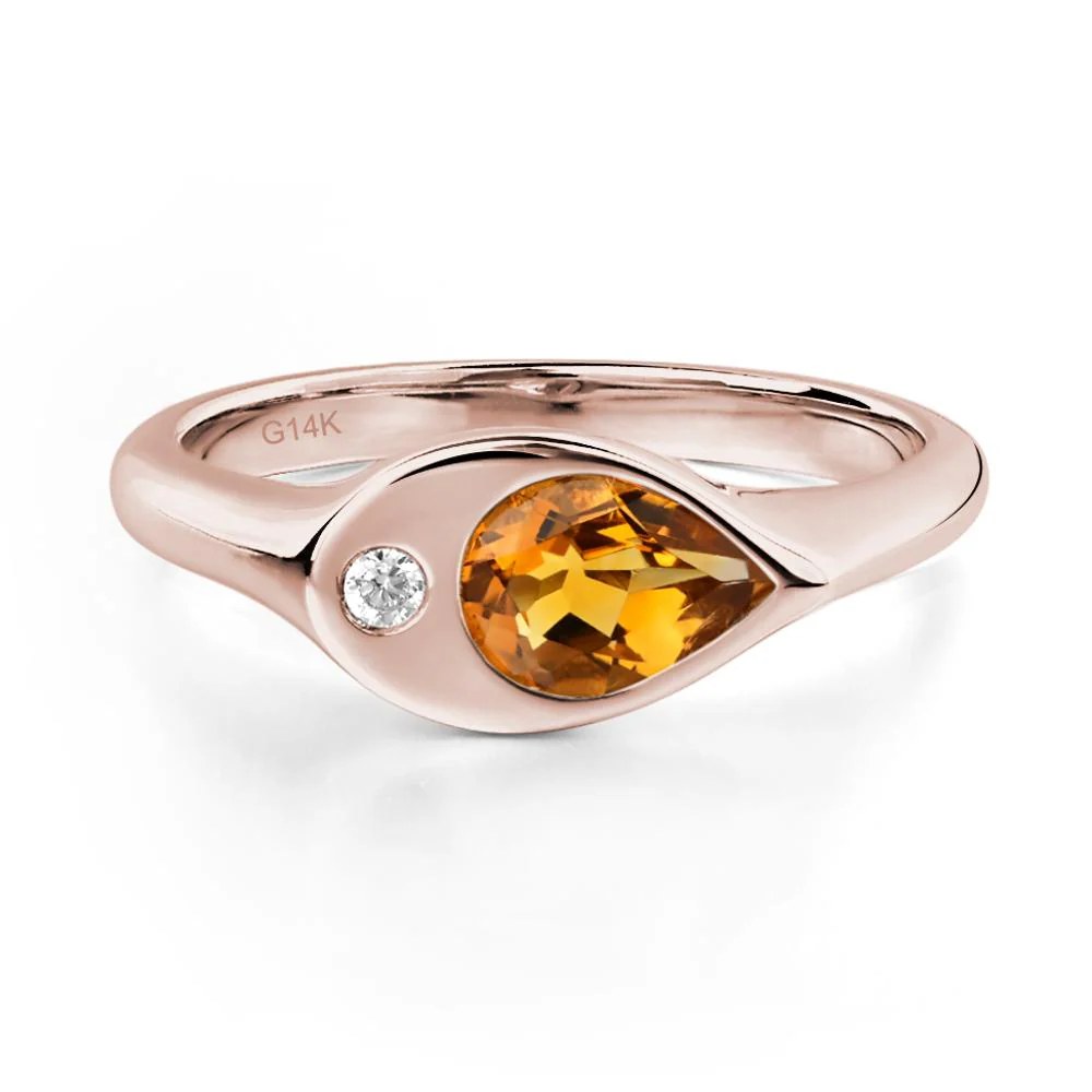 Citrine East West Pear Engagement Ring - Image 5