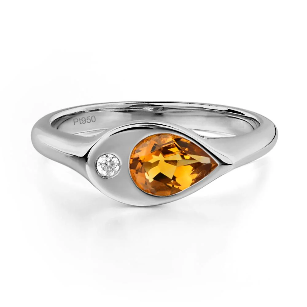 Citrine East West Pear Engagement Ring - Image 6